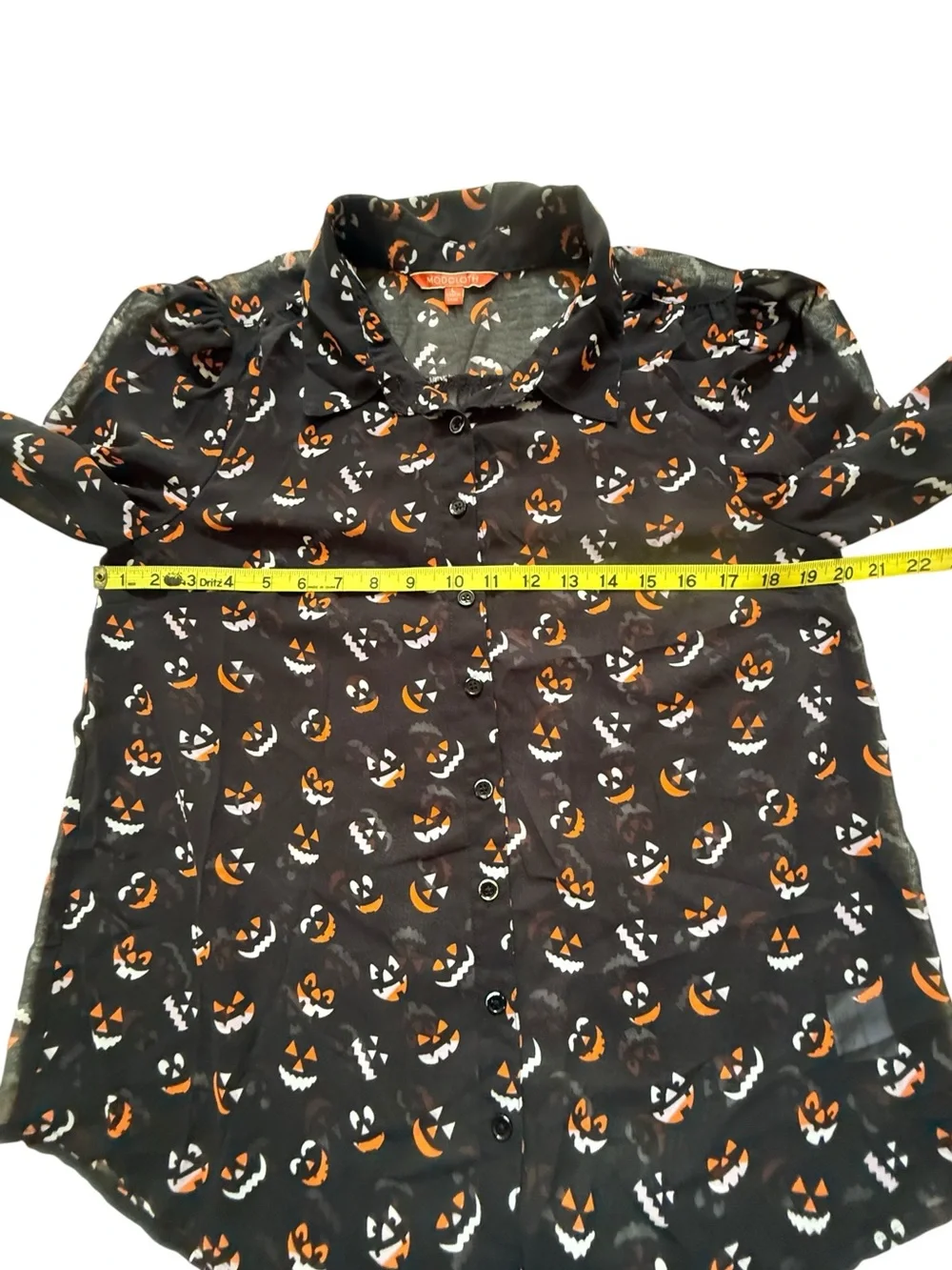 Fun Modcloth Black Halloween Semi-sheer Blouse. Sz L